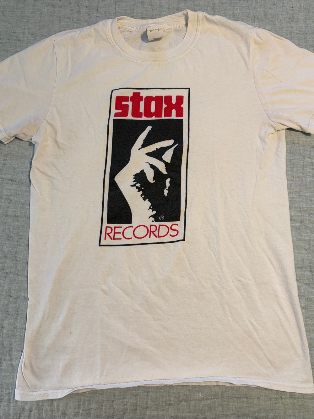 Stax Records White Tee with Red and Black Logo
